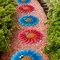 10"D Set of 4 Cement Flower Style and Textured Stepping Stones with Butterfly and Bee